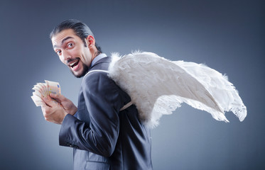 Business angel with money
