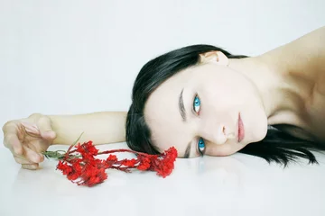 Wandaufkleber Young Woman lying © vali_111