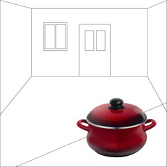 red kitchen pan room(EPS 8)