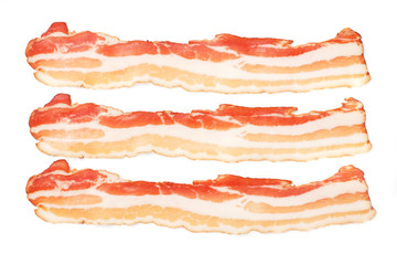 Smoked bacon isolated on white