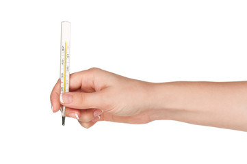Hand with thermometer