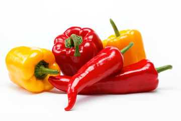 Healthy food. Fresh vegetables. Peppers on a white background.