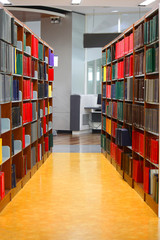 library with bookshelf