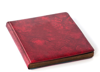 old album with red leather cover