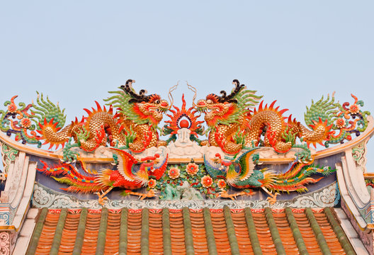 The Chinese dragon on the roof