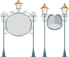 Wrought Iron signage with Lamp