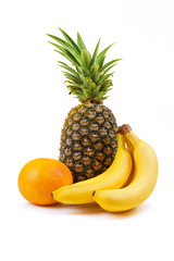 fresh fruit - banana, grapefruit, pineapple