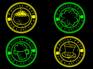 A set of glowing stamp for St. Patrick's Day.