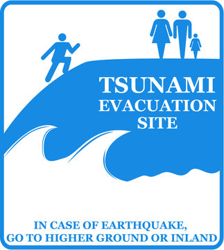 Tsunami evacuation sign in case of potential danger