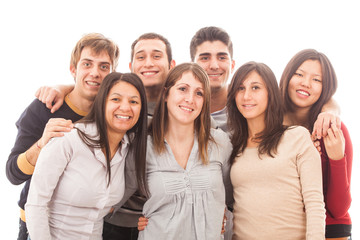 Young Multiracial Group on White Background