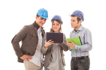 Engineers or Architects with Helmet on White Background