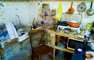 kitchen of painter artist studio
