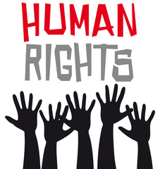 Human rights with hands up
