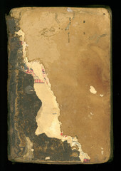 ancient grungy and tattered book cover