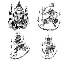 Thai Tattoo Ancient. Vector template