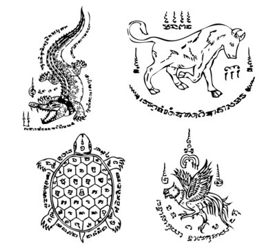 Thai Tattoo Ancient. Vector template