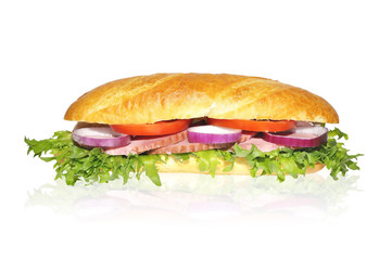 sandwich with lettuce hum tomato and red onion