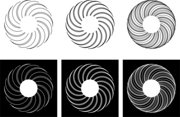 Black and white curved lines forming a circle