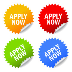 Apply now vector stickers