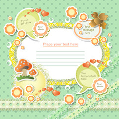 Vector baby card with scrapbook elements