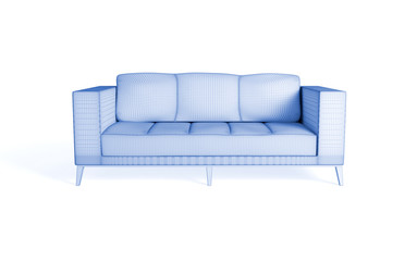 3d wireframe of a modern sofa.