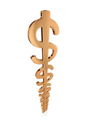 Golden dollar signs attached to each other.