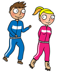 Man and woman doing sport