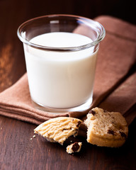 Glass of Milk and Chocolate Chip Cookie