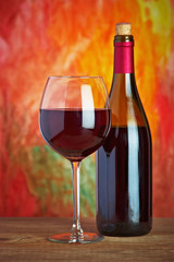 Wine, glass and the bottle