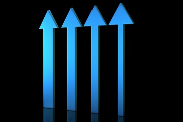 Arrows on black. Pointing up