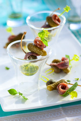 appetizers on cocktail sticks