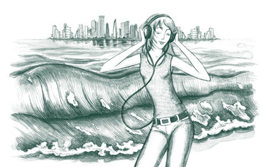 listerning the music