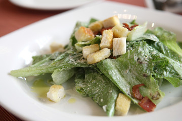 Caesar salad in close up