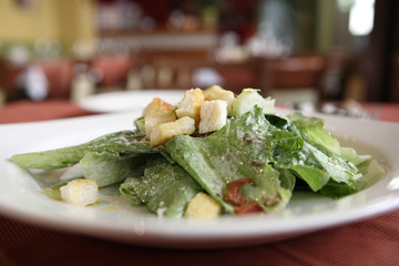 Caesar salad in close up