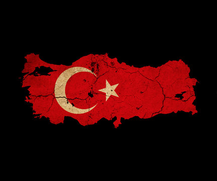 Turkey grunge map outline with flag