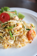 Thai food padthai fried noodle with shrimp