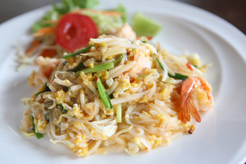 Thai food padthai fried noodle with shrimp