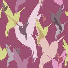 Seamless pattern of hummingbirds