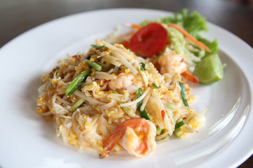 Thai food padthai fried noodle with shrimp