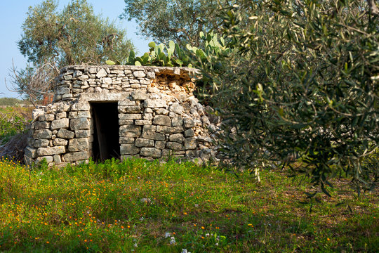 Trullo, a Stone Building, in Apulia Country, Italy