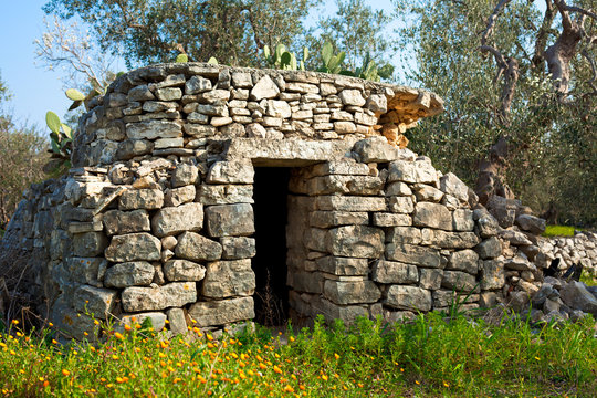 Trullo, a Stone Building, in Apulia Country, Italy