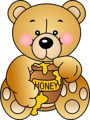 Fototapeta na wymiar Bear eats Honey