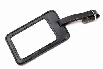 Black leather Luggage tag