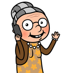 Old woman talking on a cell phone