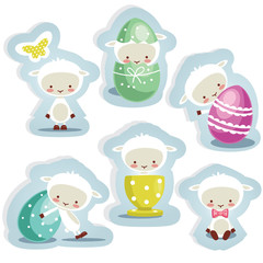 Cute easter stickers  , vector illustration