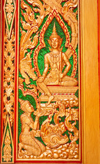 Thai temple door sculpture