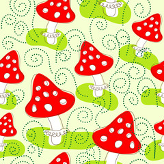 Seamless pattern with mushrooms