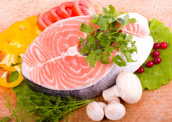 Piece of a salmon with vegetable