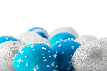 Blue and silver Easter eggs
