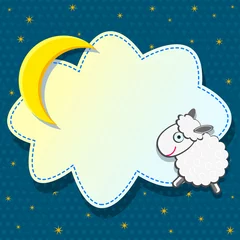 Papier Peint photo autocollant Ciel Jolie carte avec mouton Clound et lune